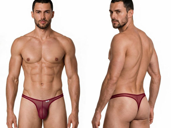 CandyMan 99954 Men's Underwear Sheer Mesh Thongs Color Burgundy Mesh