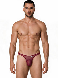 CandyMan 99954 Men's Underwear Sheer Mesh Thongs Color Burgundy Mesh thumbnail 2