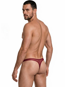 CandyMan 99954 Men's Underwear Sheer Mesh Thongs Color Burgundy Mesh thumbnail 3