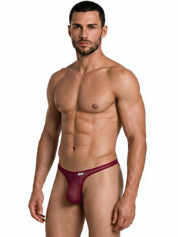 CandyMan 99954 Men's Underwear Sheer Mesh Thongs Color Burgundy Mesh thumbnail 4