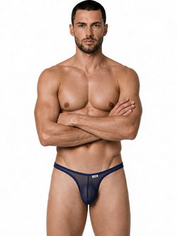 CandyMan 99954 Men's Underwear Sheer Mesh Thongs Color Navy Mesh thumbnail 2