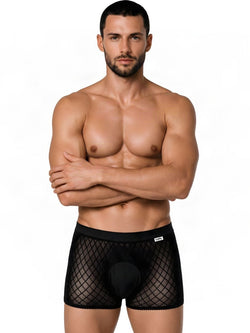 CandyMan 99962 Men's Underwear Sheer Geometric Mesh Boxer Briefs Color Black thumbnail 2