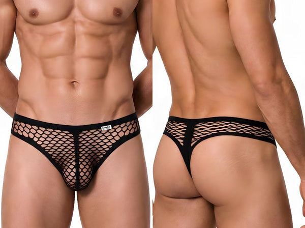 CandyMan 99963 Men's Underwear Fishnet Breathable Thong Color Black