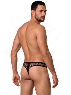 CandyMan 99963 Men's Underwear Fishnet Breathable Thong Color Black thumbnail 3