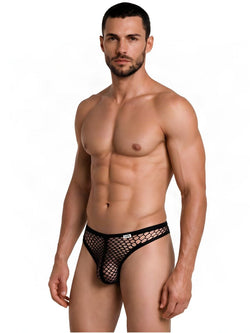 CandyMan 99963 Men's Underwear Fishnet Breathable Thong Color Black thumbnail 4