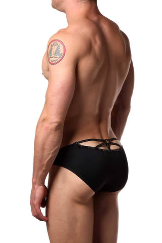 Candyman Black/Gold Cheetah Swim Brief