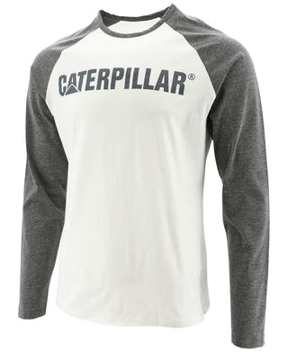 Caterpillar Baseball Tee White-dark Heather Grey