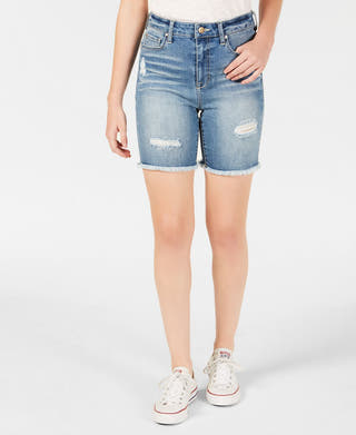 Celebrity Pink Juniors' Ripped Denim Bermuda Shorts Scojo