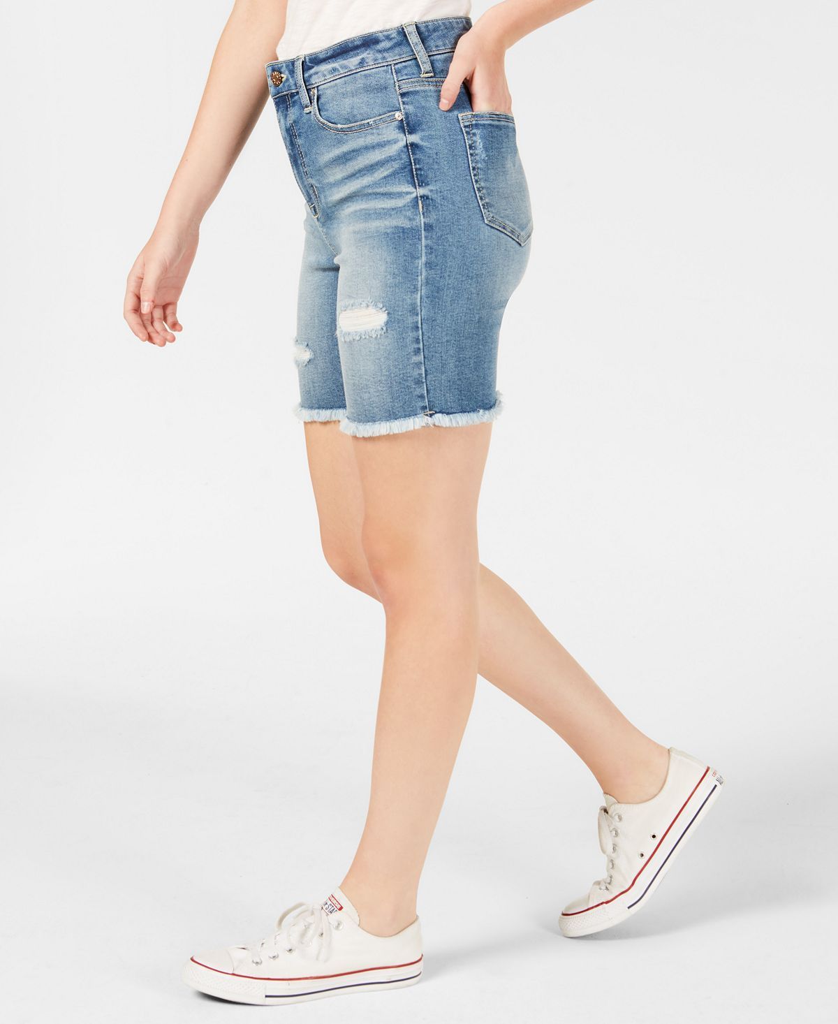 Celebrity Pink Juniors' Ripped Denim Bermuda Shorts Scojo