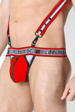 CellBlock 13 Red Rogue X Reflective Zipper Thong thumbnail 2