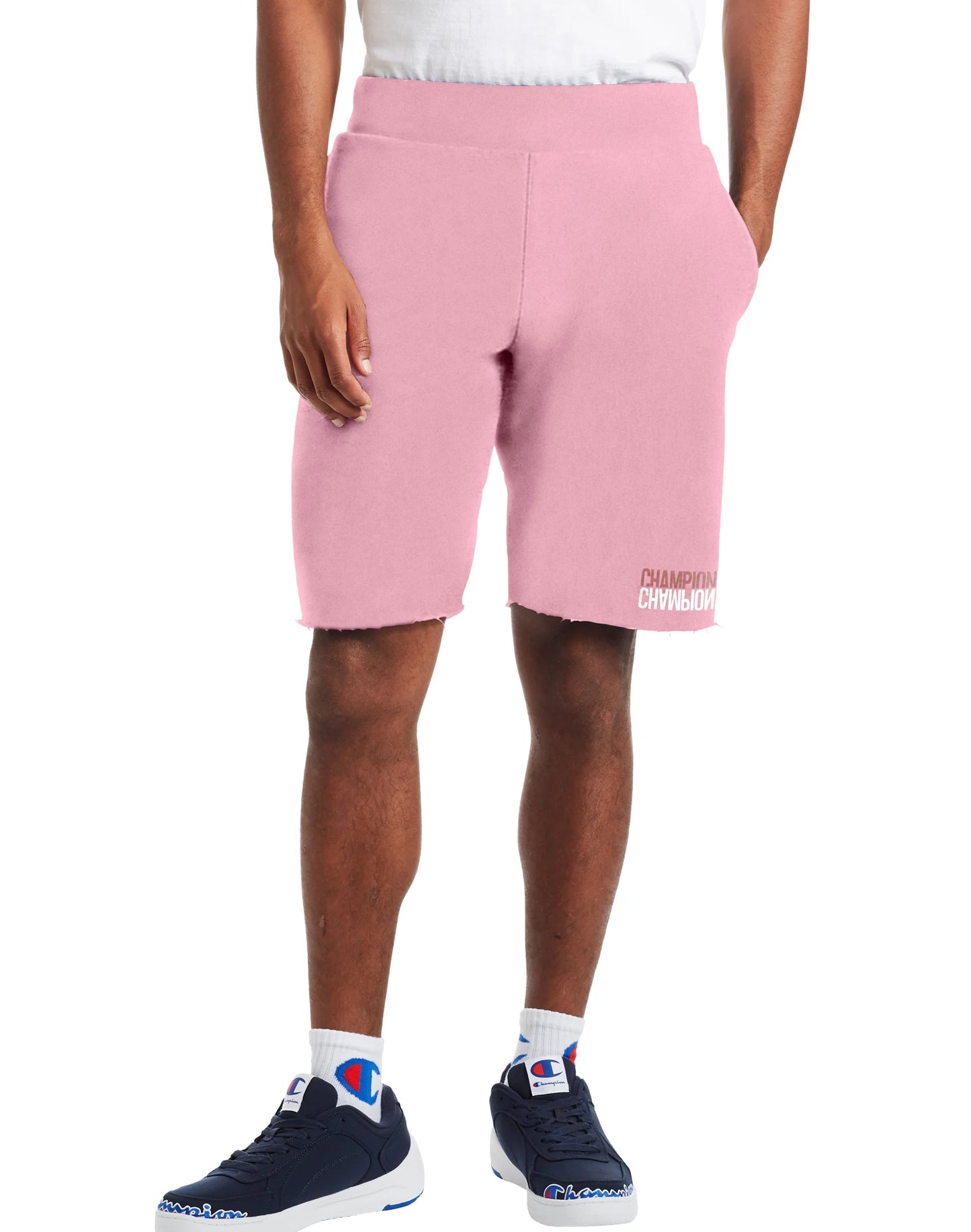 Champion Men's Life Reverse Weave Cut-Off Shorts Pink
