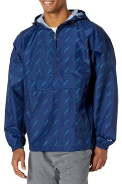 Champion Men's Logo-Print Half-Zip Packable Windbreaker Blue thumbnail 2