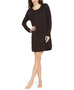 Charter Club Floral-embroidered Sleepshirt Nightgown Classic Black thumbnail 1