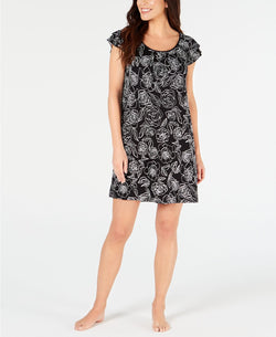 Charter Club Flutter Sleeve Knit Nightgown in Classic Black thumbnail 3