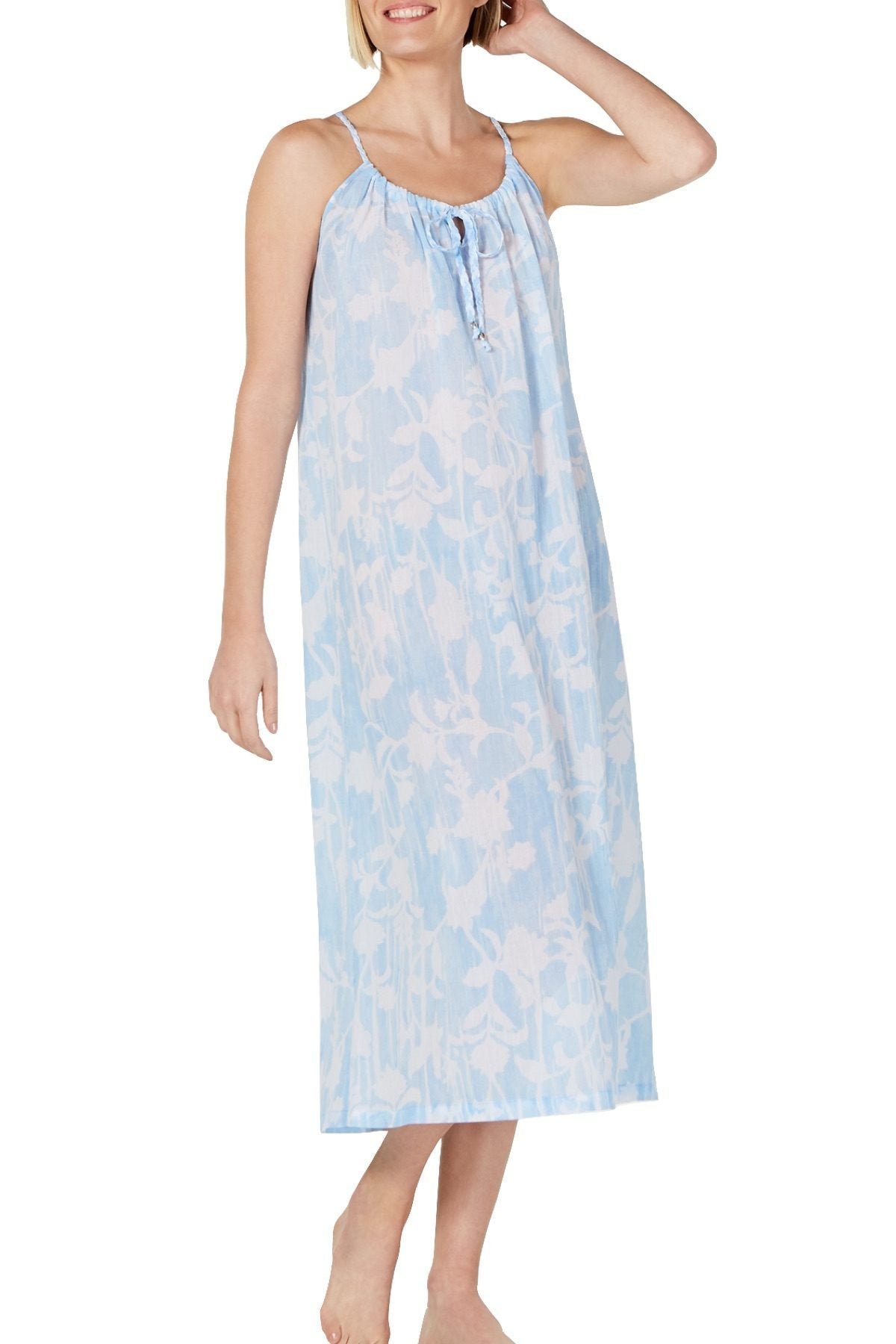 Charter Club Intimates Blue Watercolor Printed Cotton Nightgown