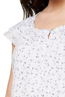 Charter Club Intimates Clematis Floral Cotton Flutter Sleeve Lace Trim Nightgown thumbnail 3