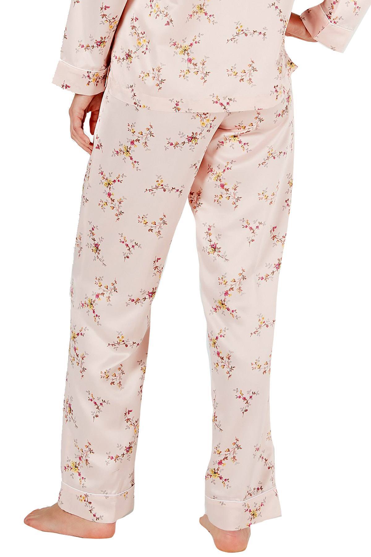 Charter Club Intimates Twiggy Roses Polyester Satin Pajama Pants