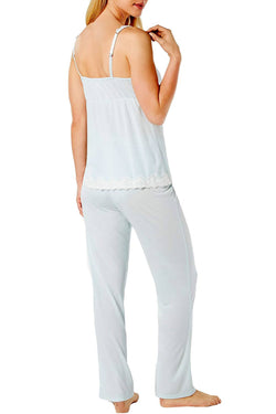 Charter Club Intimates Whispering Blue Lace Trimmed Soft Printed Knit Pajama Set thumbnail 2