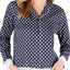 Charter Club Lace Trim Printed Notch Collar Pajama Top in Mini Floral Geo