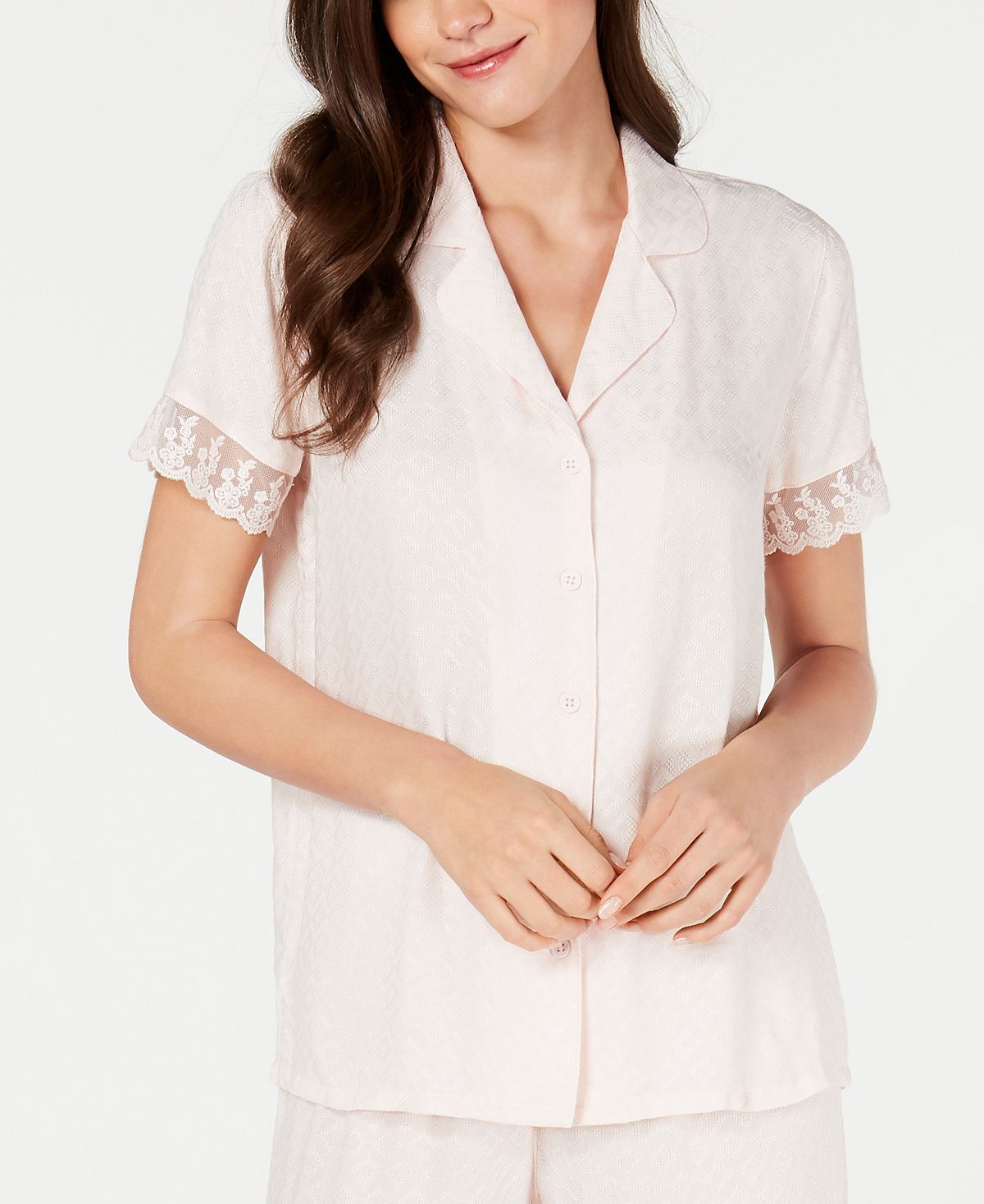 Charter Club Lace-trim Pajama Top Pink Sable
