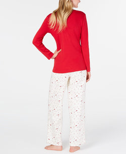 Charter Club Lace-trim Top & Printed Pajama Pants Set Cardinal thumbnail 3