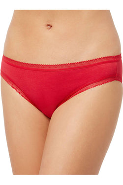 Charter Club Modern Essentials Cotton Lace Trim Bikini Brief in Candy Red thumbnail 1