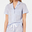 Charter Club Notch Collar Cotton Pajama Top in Embroidery Stripe Blue