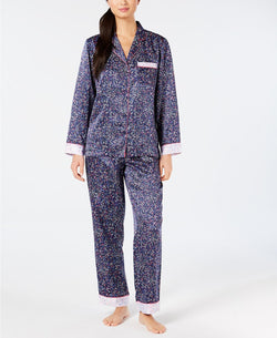 Charter Club Notch Collar Pajama Top in Mini Floral Navy thumbnail 3