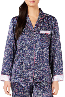 Charter Club Notch Collar Pajama Top in Mini Floral Navy thumbnail 1