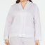 Charter Club PLUS Lace Trim Notch Collar Pajama Top in Block Stripe Lavender