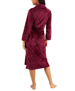 Charter Club Plush Zigzag Long Cozy Plush Wrap Robe Wine thumbnail 2