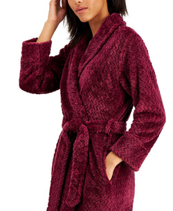 Charter Club Plush Zigzag Long Cozy Plush Wrap Robe Wine thumbnail 3