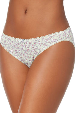 Charter Club Pretty Cotton Bikini Brief in Small Floral Green thumbnail 1