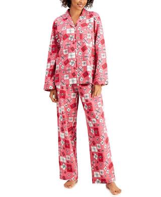 Charter Club Printed Cotton Flannel Pajama Set Presents