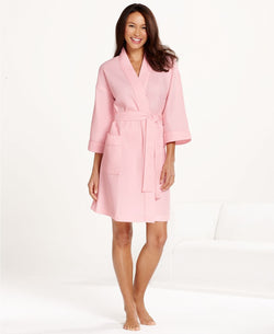 Charter Club Short Spa Waffle Robe in Pretty Pink thumbnail 3