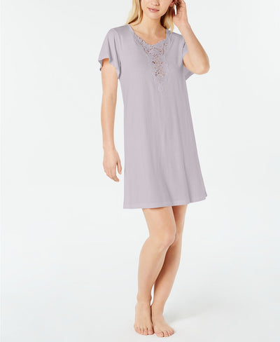 Charter Club Soft Knit Lace Detail Sleepshirt in Steely Glacier