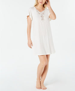 Charter Club Soft Knit Lace Detail Sleepshirt in Winter Ivory thumbnail 3