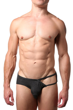 CheapUndies Black Heather Exposed Side Modal Brief thumbnail 1