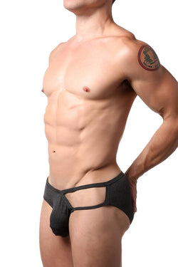 CheapUndies Black Heather Exposed Side Modal Brief thumbnail 2