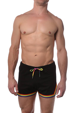 CheapUndies Black Retro Rainbow Shorts thumbnail 1
