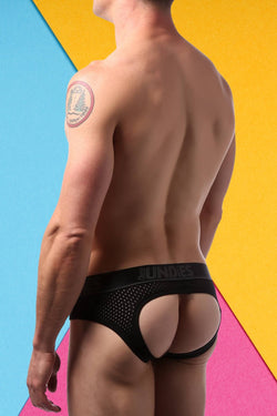 CheapUndies Black Sport Mesh Jockbrief thumbnail 2