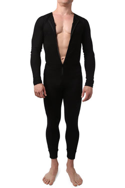CheapUndies Black Waffle Knit Thermal Union Suit thumbnail 2