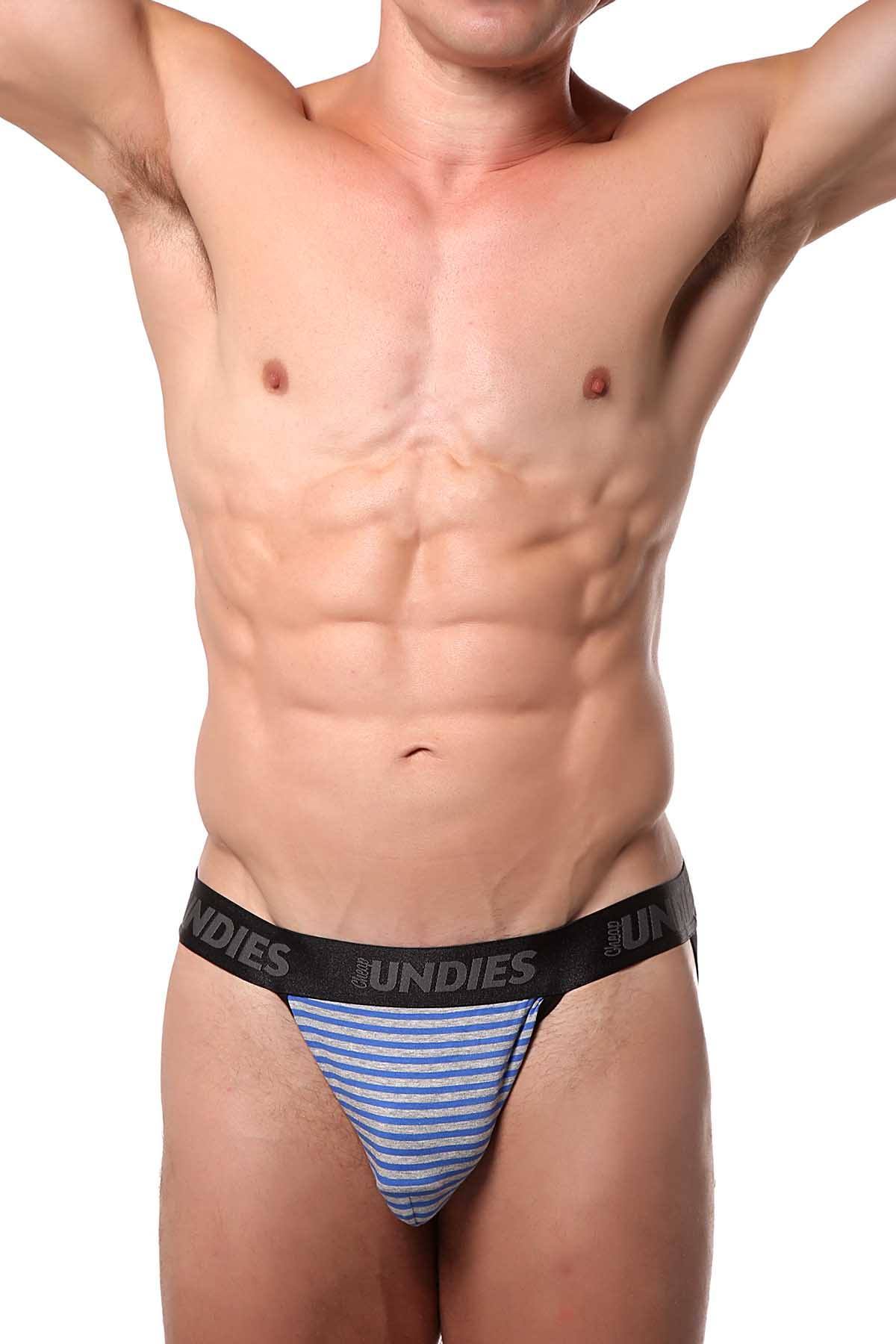 CheapUndies Blue/Grey Striped Jockstrap