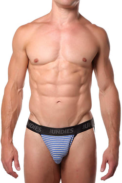 CheapUndies Blue/Grey Striped Jockstrap thumbnail 2