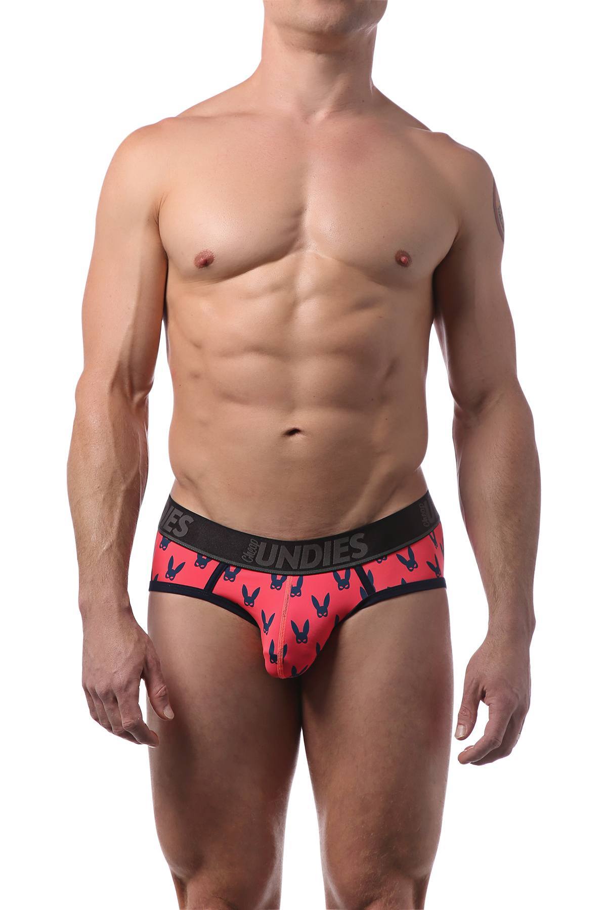 CheapUndies Coral and Navy Naughty Bunny Brief