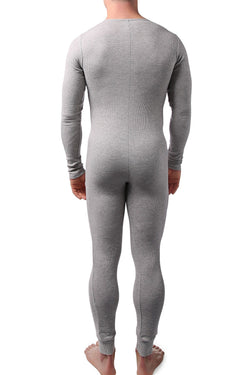 CheapUndies Light Grey Waffle Knit Thermal Union Suit thumbnail 4