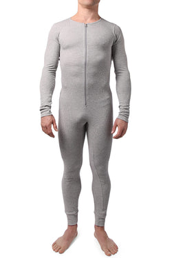 CheapUndies Light Grey Waffle Knit Thermal Union Suit thumbnail 1