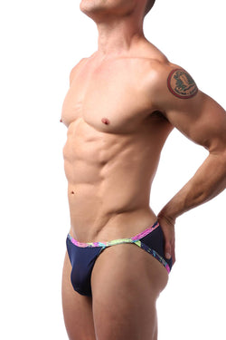 CheapUndies Navy Mesh Trimmed Bikini thumbnail 2