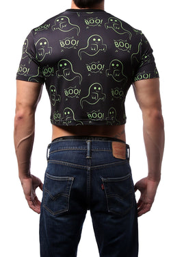 CheapUndies Neon Green Ghost Boo Crop Top thumbnail 4