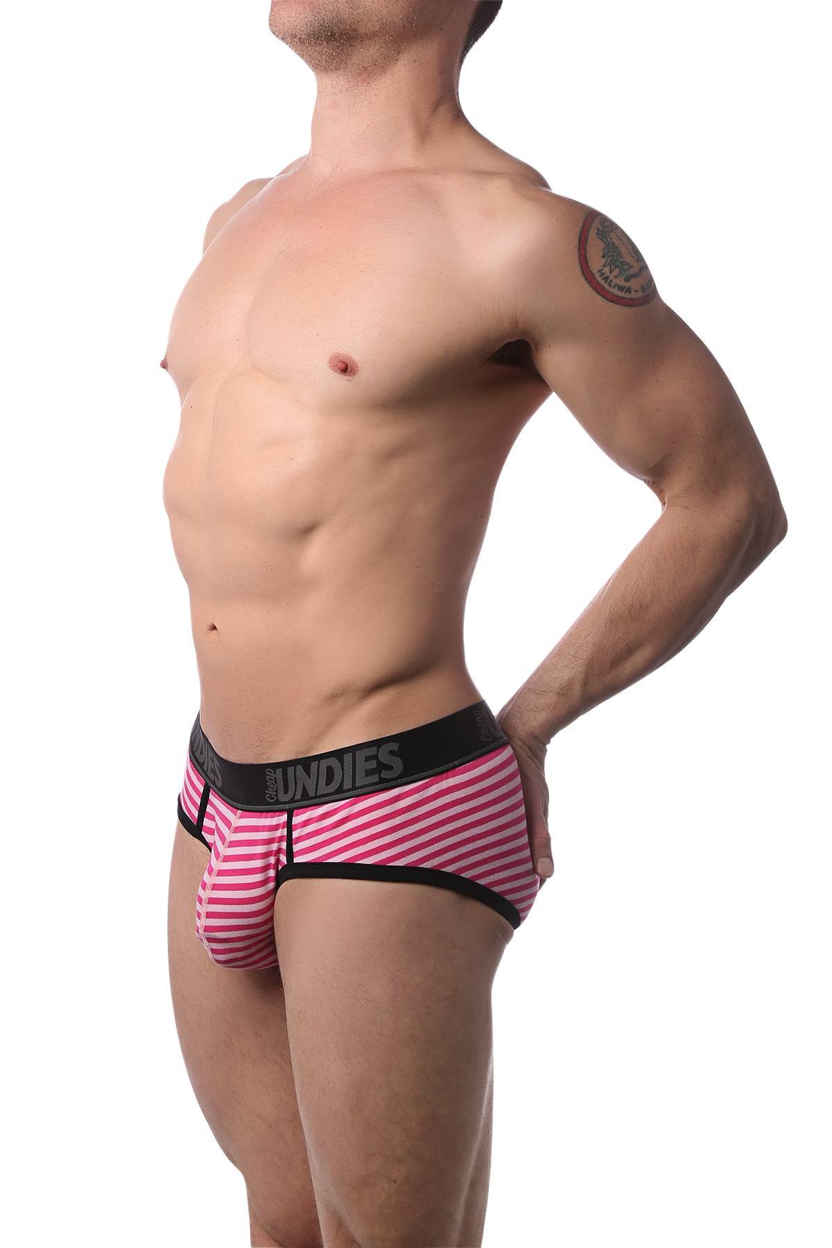 CheapUndies Pink Cotton Stripe Brief